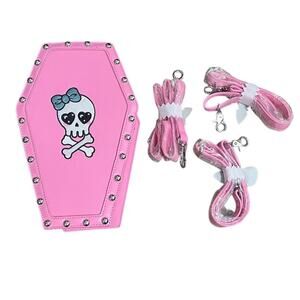 Dolls Kill Sugar Thrillz Cute But Deadly Pink Skull & Crossbones Coffin Backpack